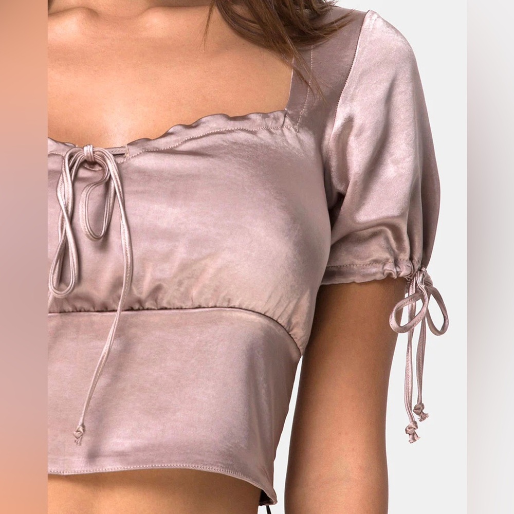 satin square neck crop